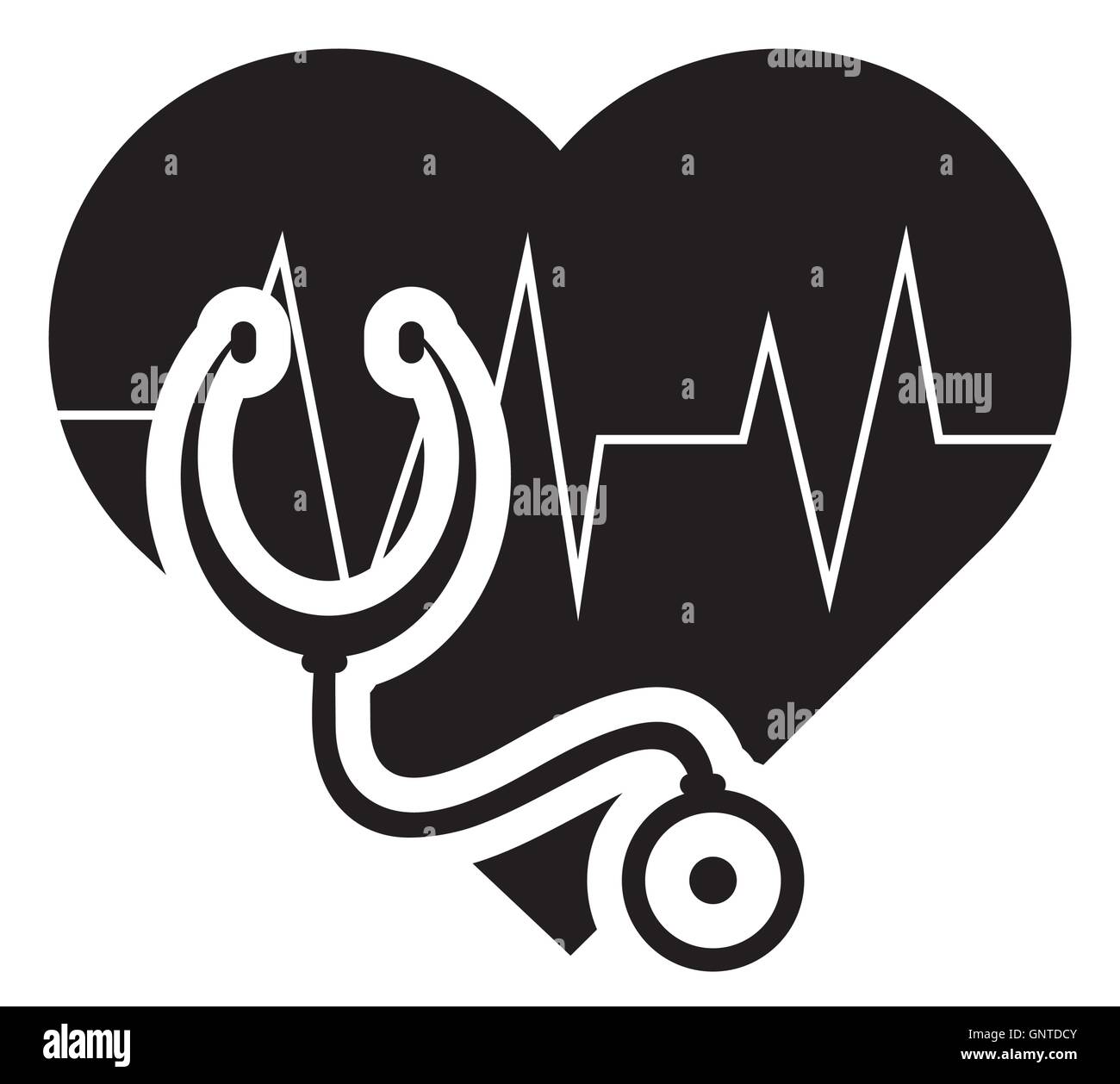 heart cardiogram and stethoscope icon Stock Vector Image & Art - Alamy