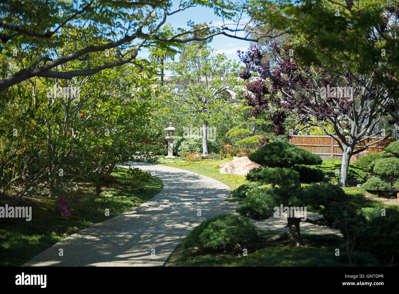Path in Japanese Garden, Japanese Friendship Garden, San Diego, California Stock Photo