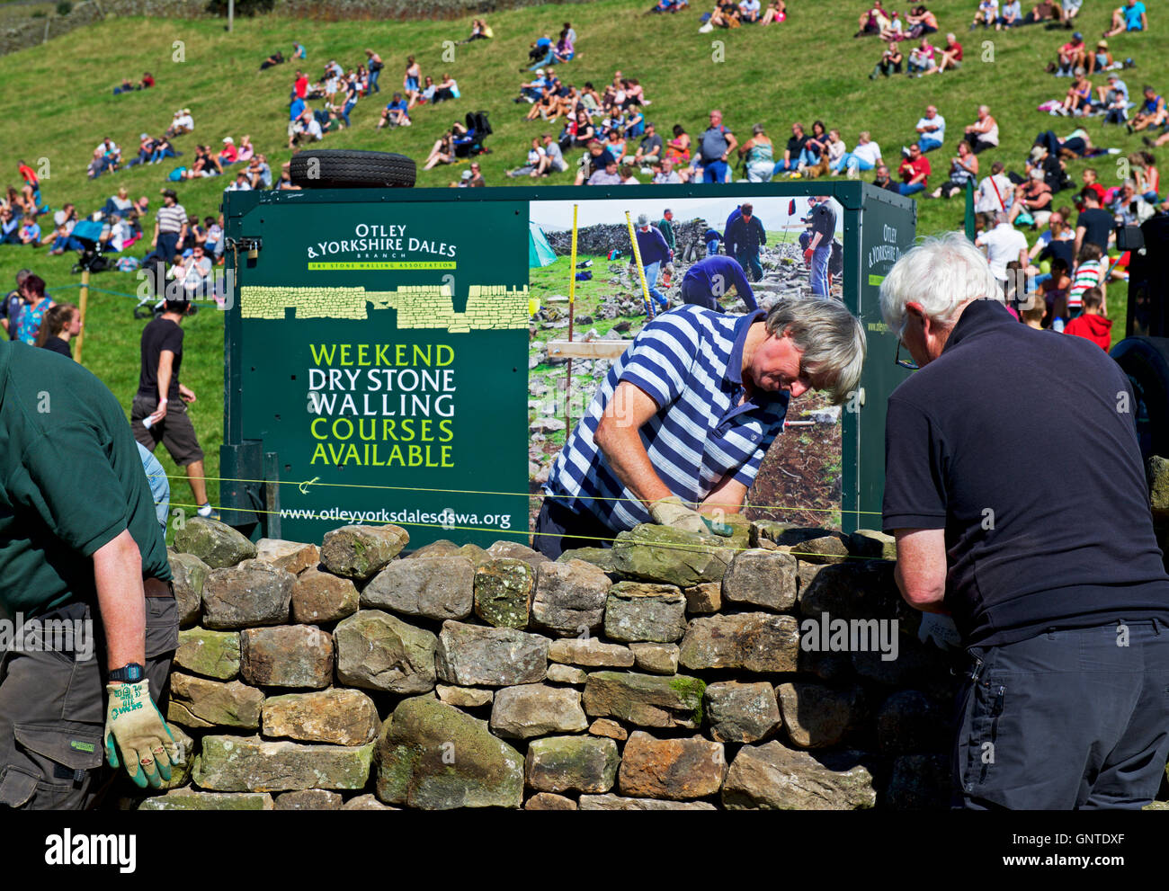 Display of dry stone walling skills at Reeth Show, Swaledale, North Yorkshire, England UK Stock Photo