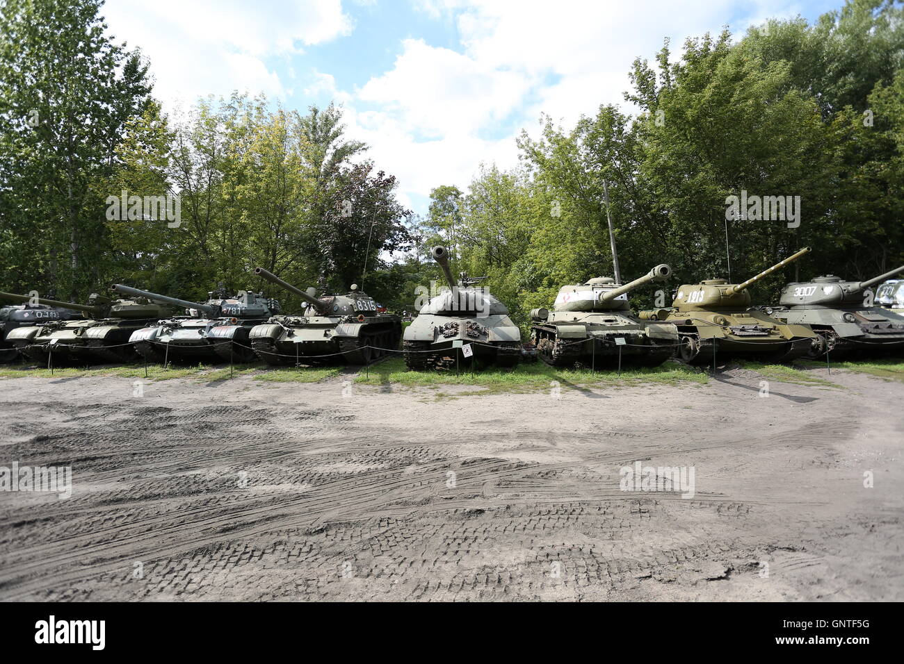 Warsaw, Poland. 31st Aug, 2016. The Museum of Polish Armed Forces exposes several tanks, howitzers and cannons of the Second World War and Weapons used during the Cold War. Exponates like the Russian tank T-34, T-55, the Katyusha and the aircraft fighter MiG-21 are part of the historical exposition area. Credit:  Madeleine Lenz/Pacific Press/Alamy Live News Stock Photo