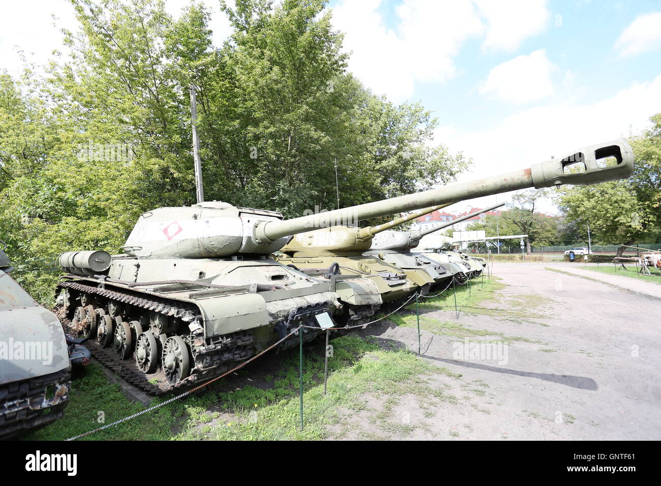 Warsaw, Poland. 31st Aug, 2016. The Museum of Polish Armed Forces exposes several tanks, howitzers and cannons of the Second World War and Weapons used during the Cold War. Exponates like the Russian tank T-34, T-55, the Katyusha and the aircraft fighter MiG-21 are part of the historical exposition area. Credit:  Madeleine Lenz/Pacific Press/Alamy Live News Stock Photo