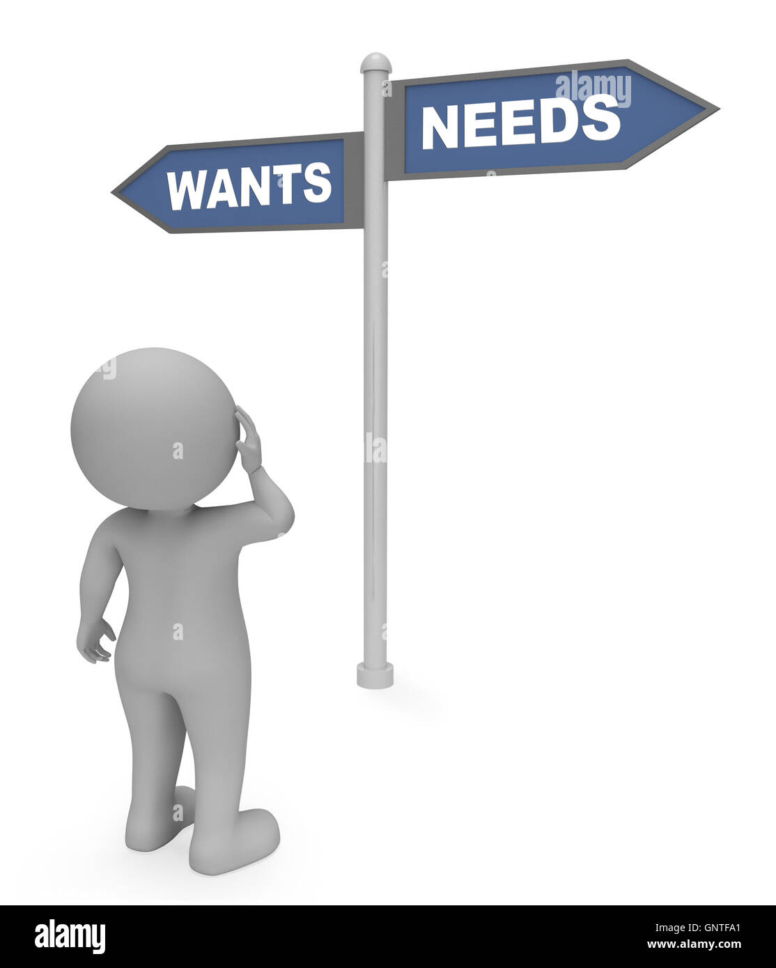 Wants Needs Sign Showing Cravings And Desires 3d Rendering Stock Photo