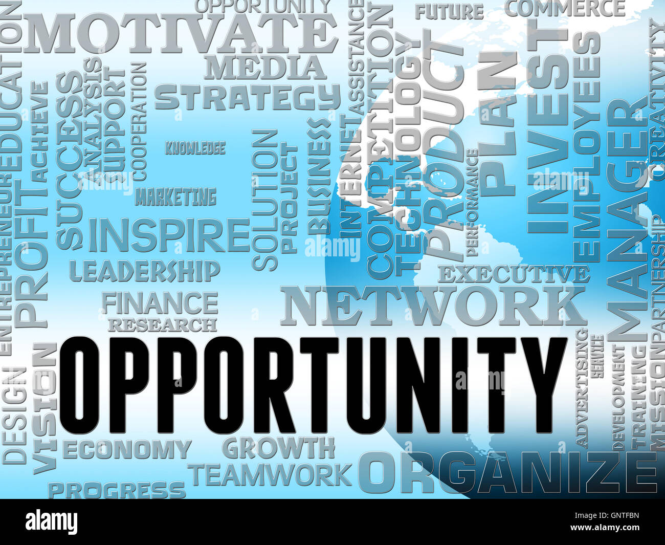 Opportunity Words Showing Business Possibilities And Chances Stock Photo