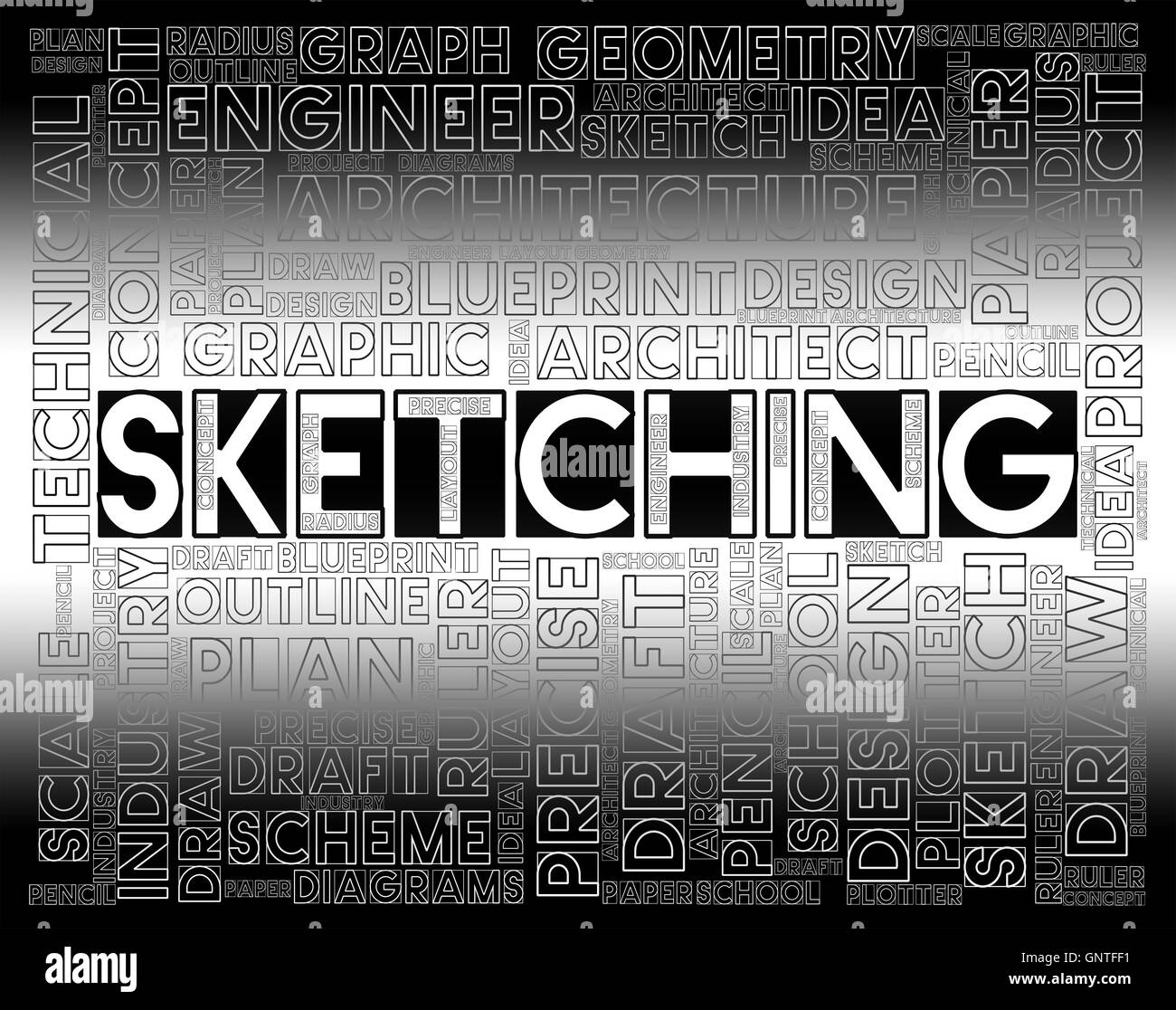 Sketching Word Showing Designer Drawing And Creativity Stock Photo - Alamy