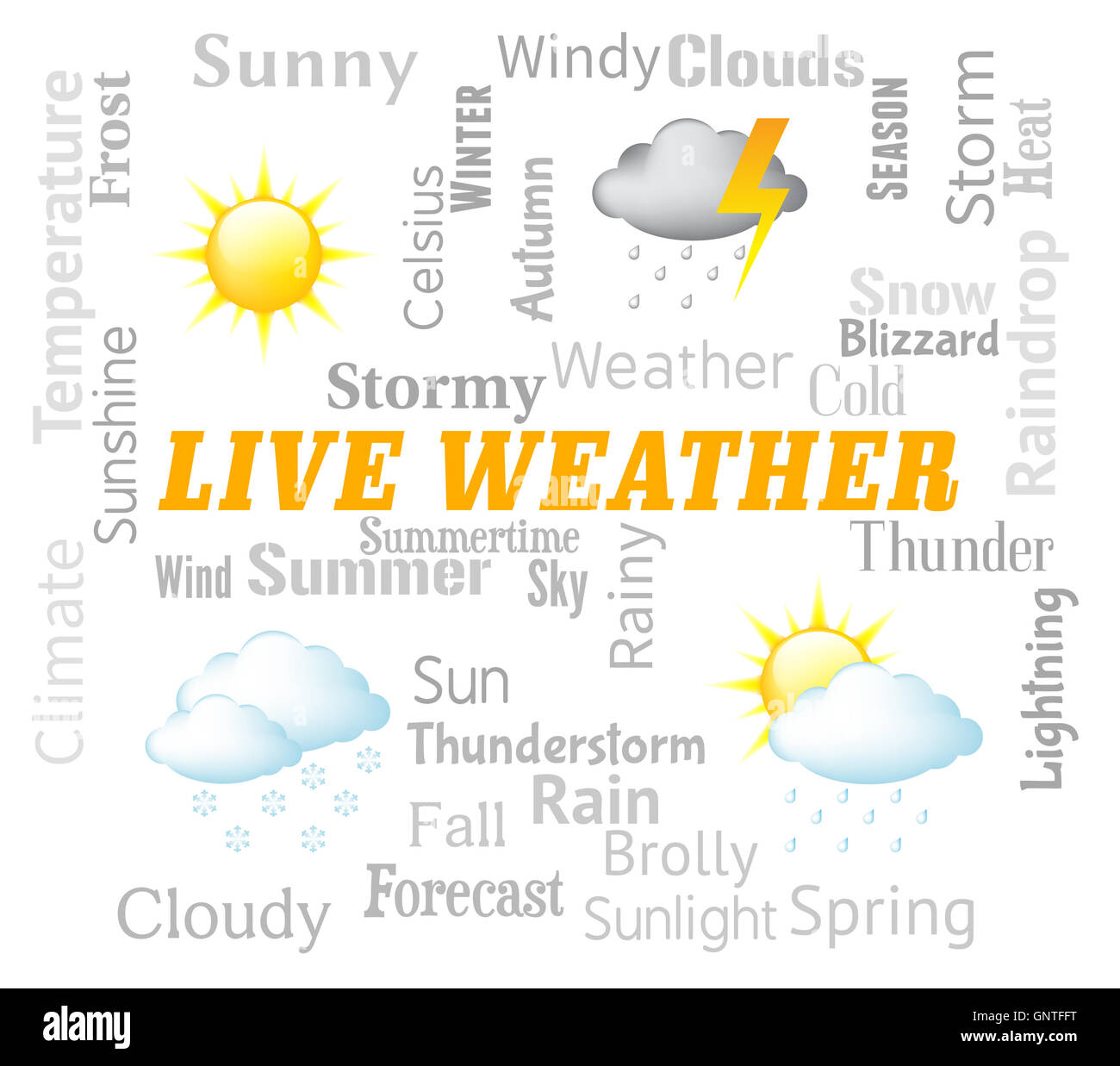 Live Weather Representing Meteorological Conditions And Outlook Now Stock Photo
