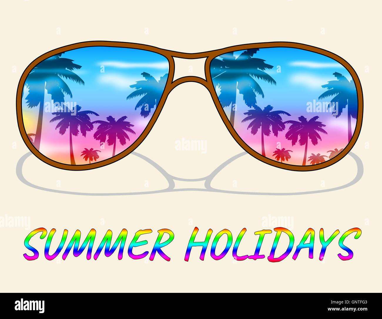 Summer Holidays Glasses Representing Vacation Getaway And Break Stock Photo