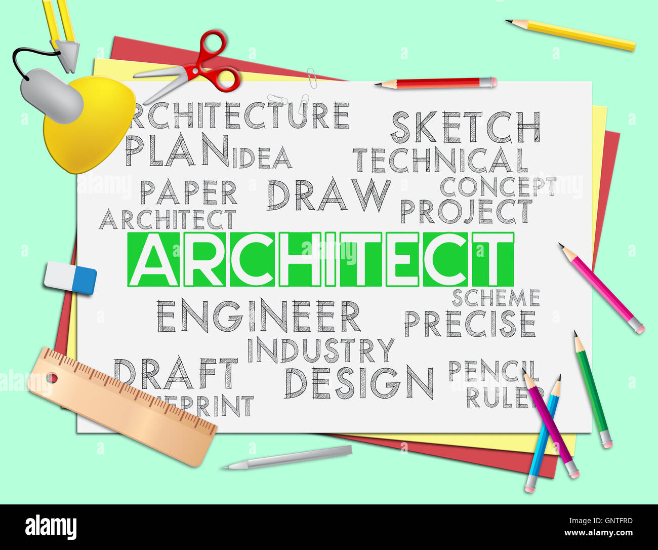 Architect Words Meaning Architecture Draftsman And Hiring Stock Photo Architect Words Meaning Architecture Draftsman And Hiring Stock Photo