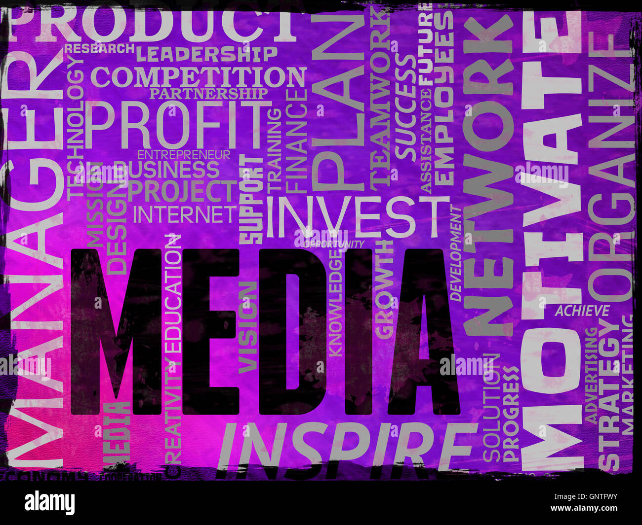 Media Words Showing Tv Radio And Newspapers Stock Photo - Alamy
