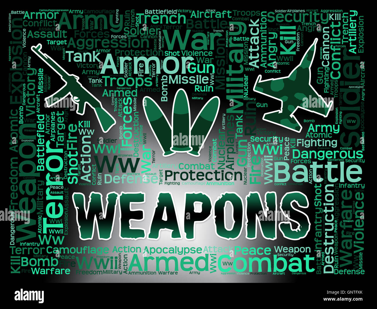 Weapons Words Meaning Armed Firepower And Armoury Stock Photo Alamy