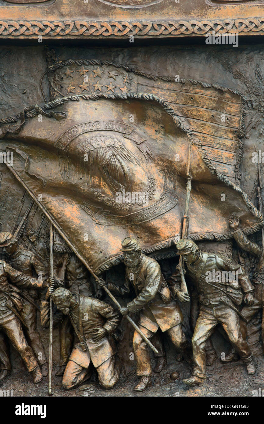 Irish Brigade monument plaque at Bloody Lane, Antietam National Battlefield, Maryland Stock Photo