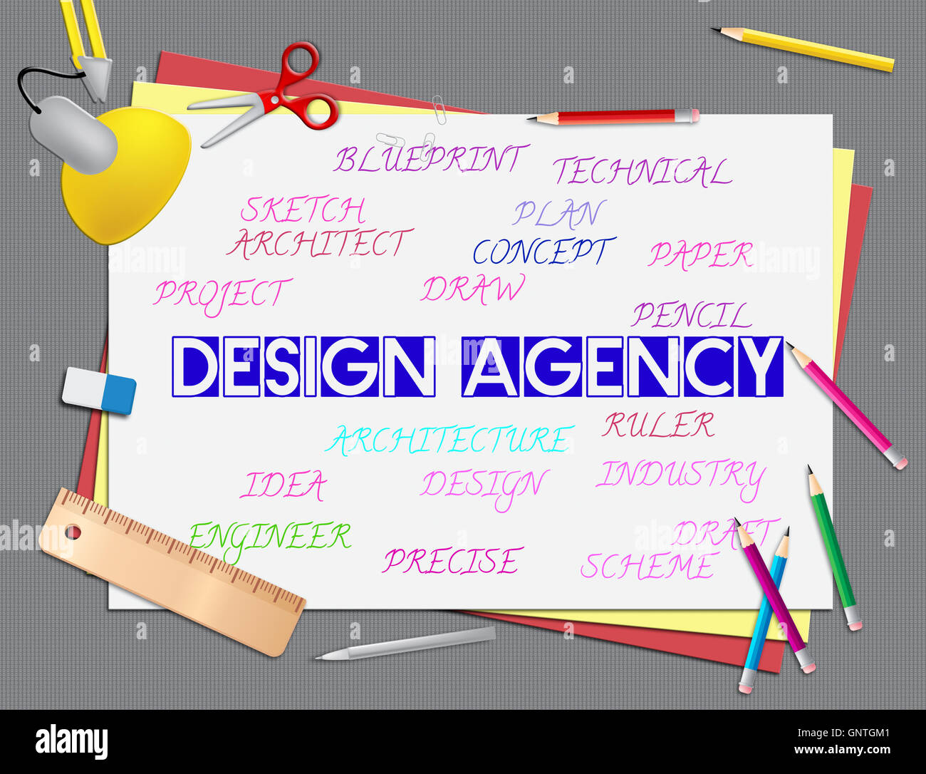 Design Agency Meaning Artwork And Creative Services Stock Photo