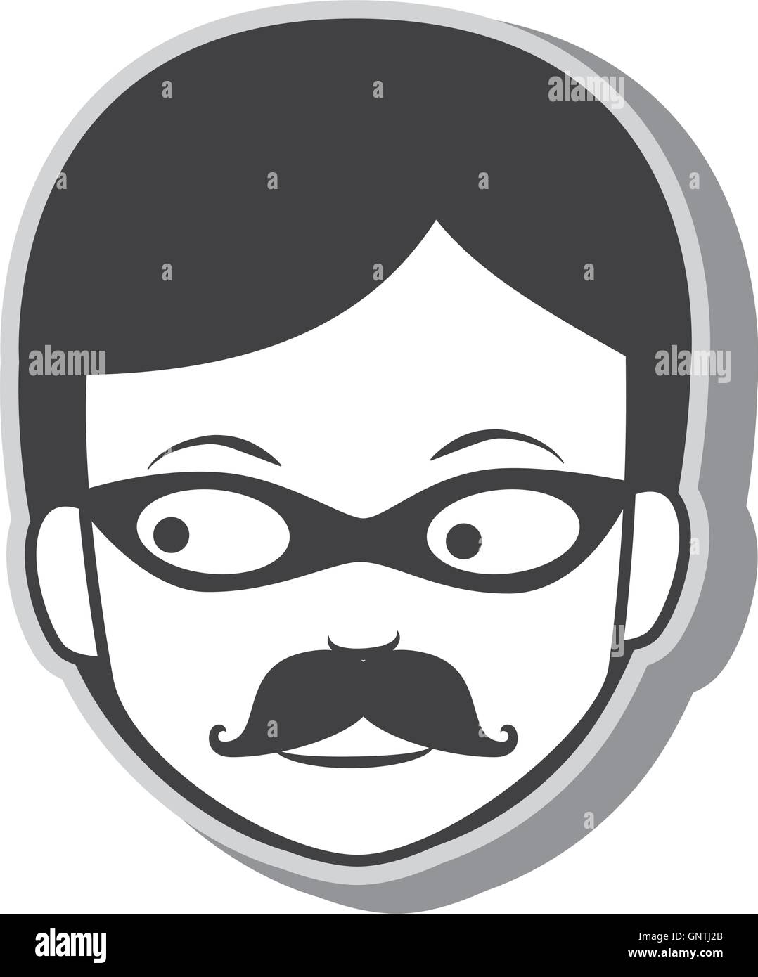 face man criminal thief stealing isolated Stock Vector