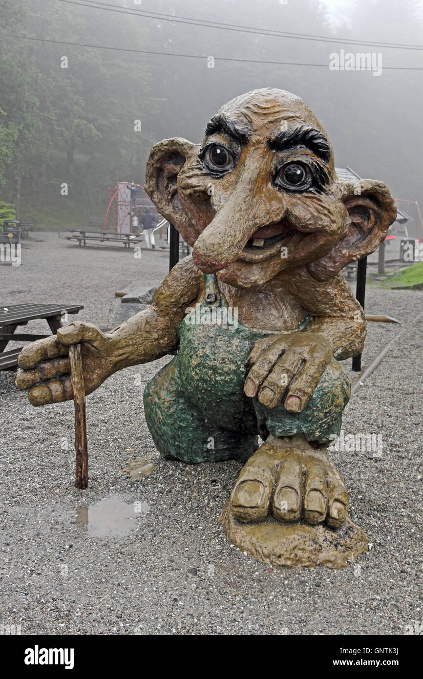 Oversize wooden carving of a troll, Bergen, Norway Stock Photo
