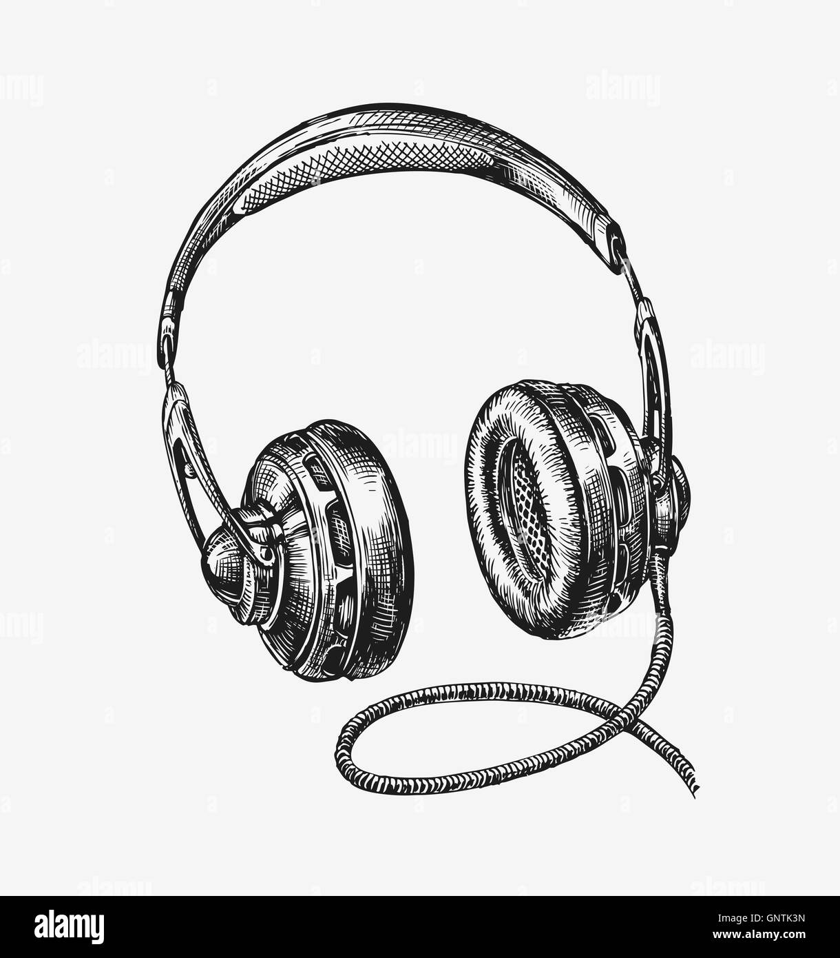 Hand-drawn vintage headphones. Sketch music. Vector illustration Stock  Vector Image & Art - Alamy
