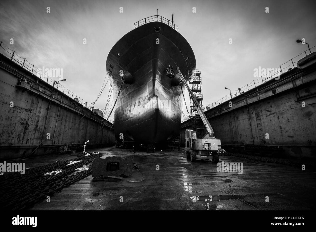 Inside a Floating Dry dock Stock Photo