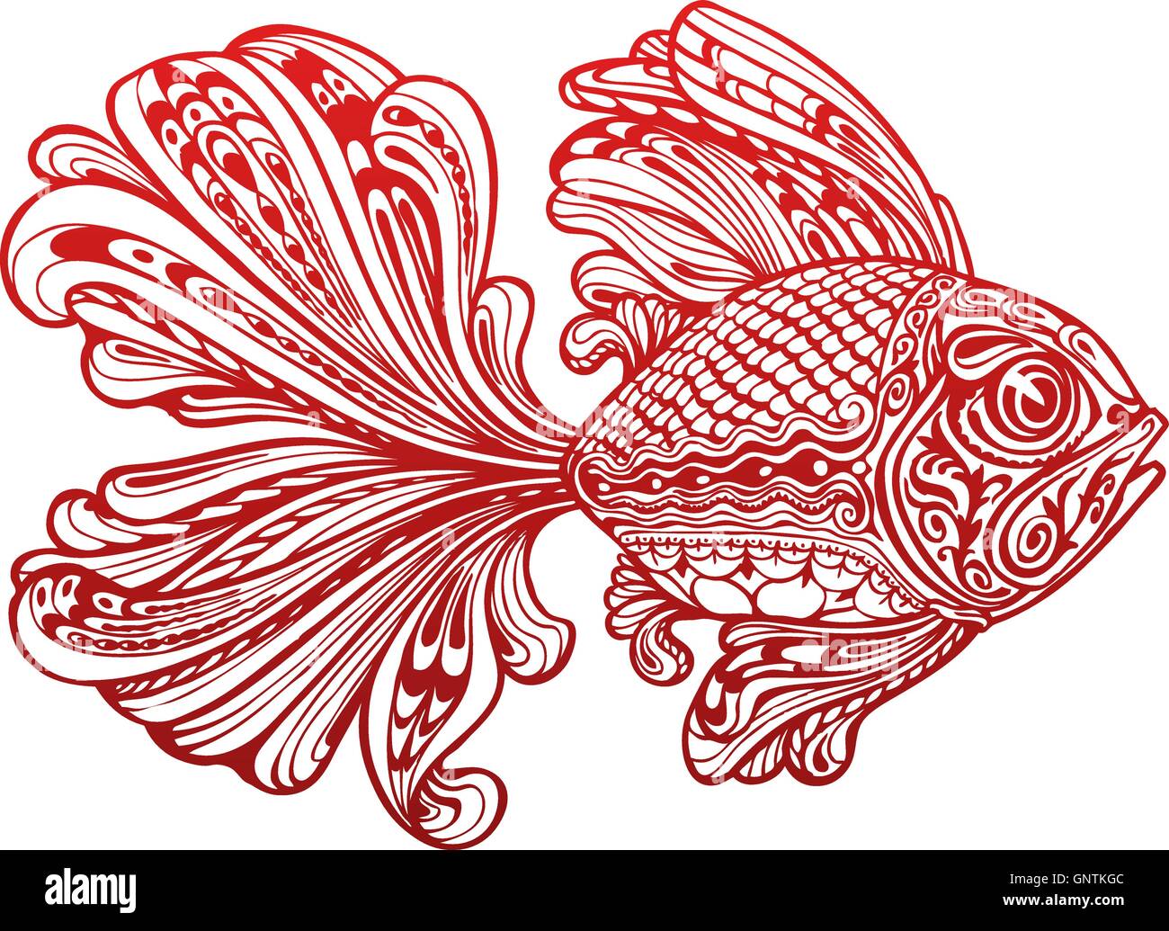 Fish painted tribal ethnic ornament. Vector illustration Stock Vector