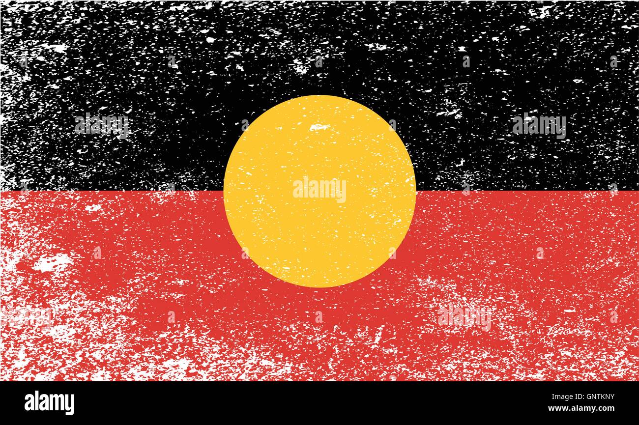 The flag of the Australian Aboriginal people with grunge Stock Vector