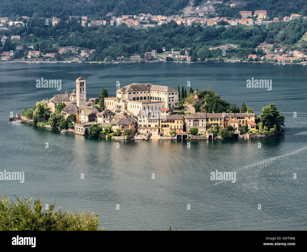 View of the island of San Giulio in Lake Orta in Italy Stock Photo - Alamy