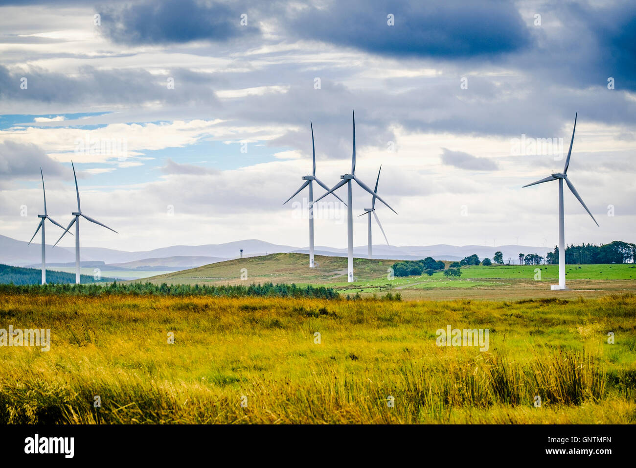 Wind Turbines in South Lanarkshire, Scotland Stock Photo