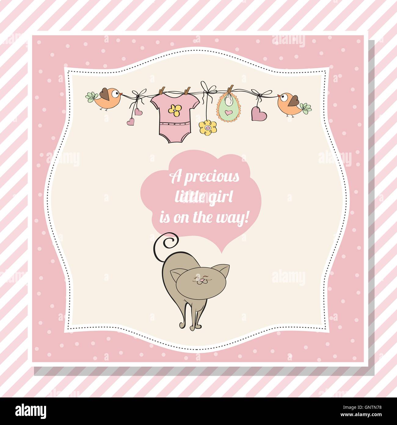 baby girl shower card with little cat Stock Vector Image & Art - Alamy