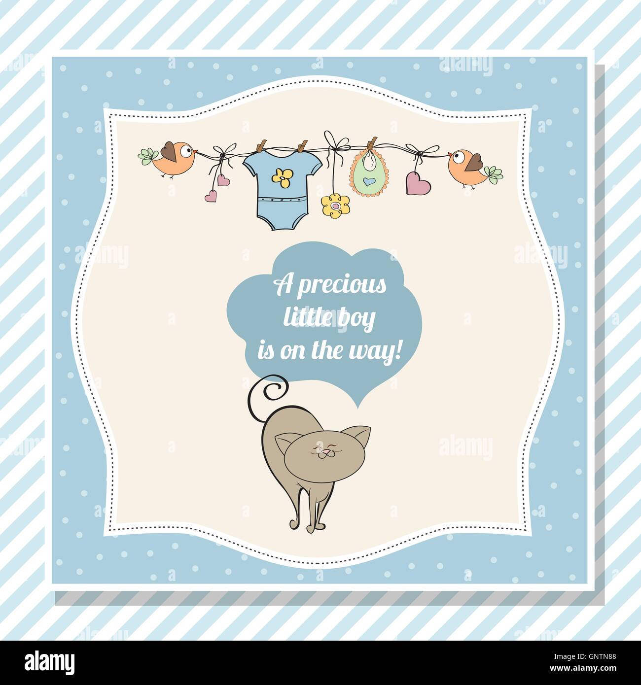 baby boy shower card with little cat Stock Vector Image & Art - Alamy