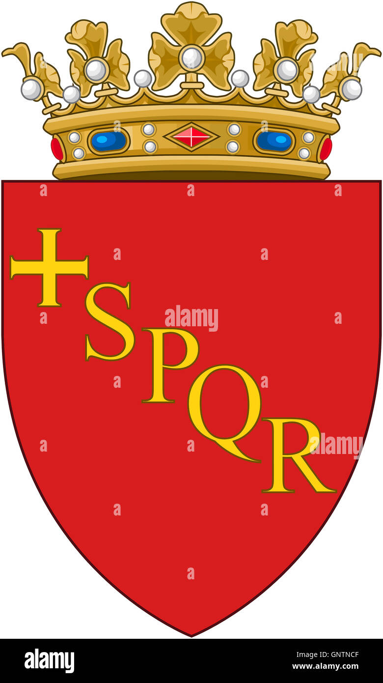 Coat of arms of the Italian capital city Rome. Stock Photo