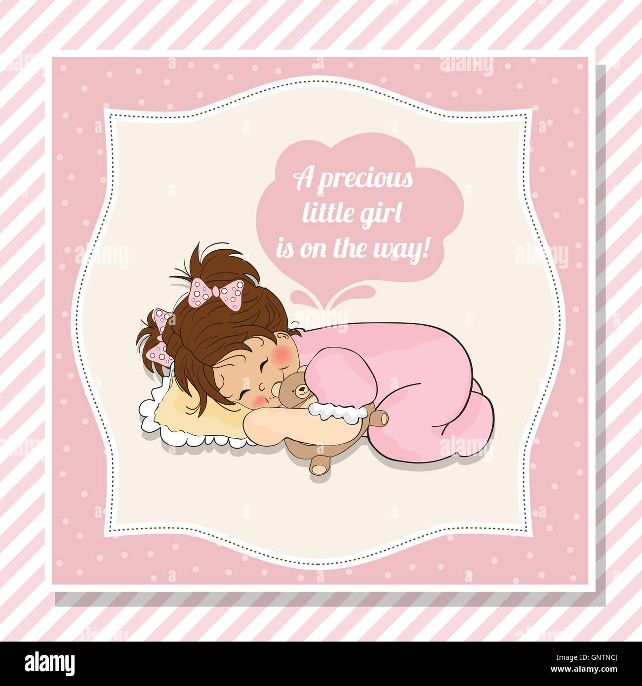 baby girl shower card with little girl Stock Vector Image & Art - Alamy