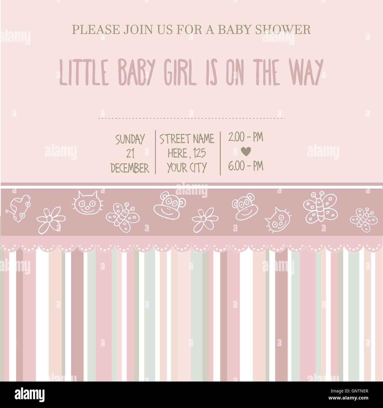 baby girl shower card Stock Vector Image & Art - Alamy