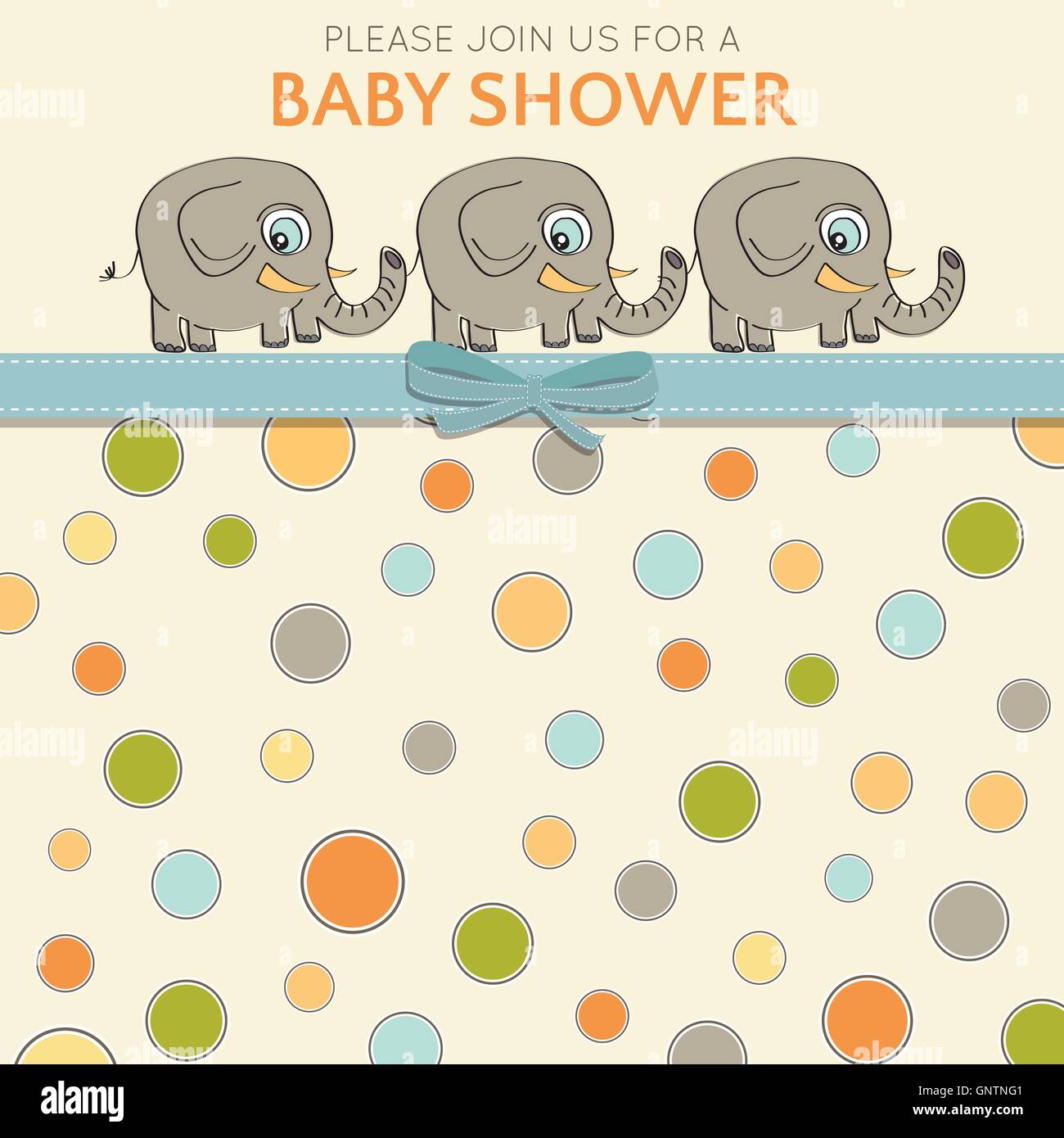 Delicate baby shower card with little elephants Stock Vector Image ...
