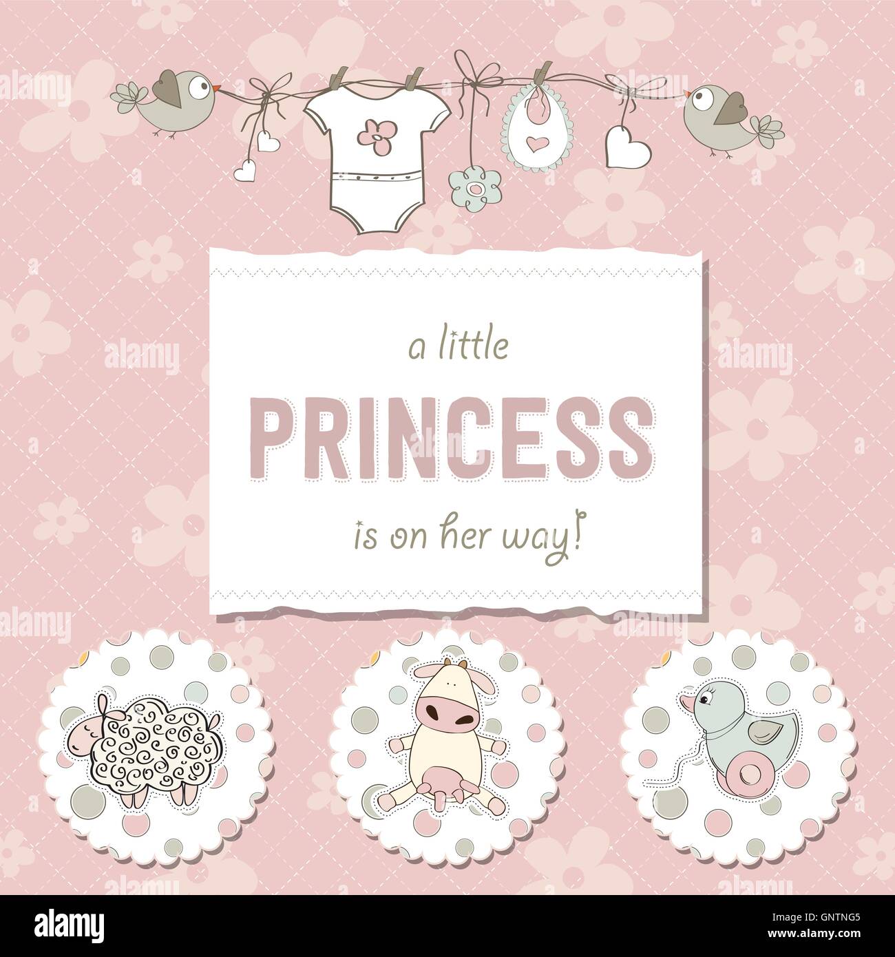 shabby chic baby girl shower card Stock Vector Image & Art - Alamy