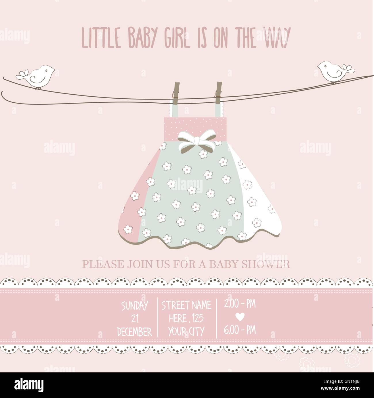 baby girl shower card Stock Vector Image &amp; Art - Alamy