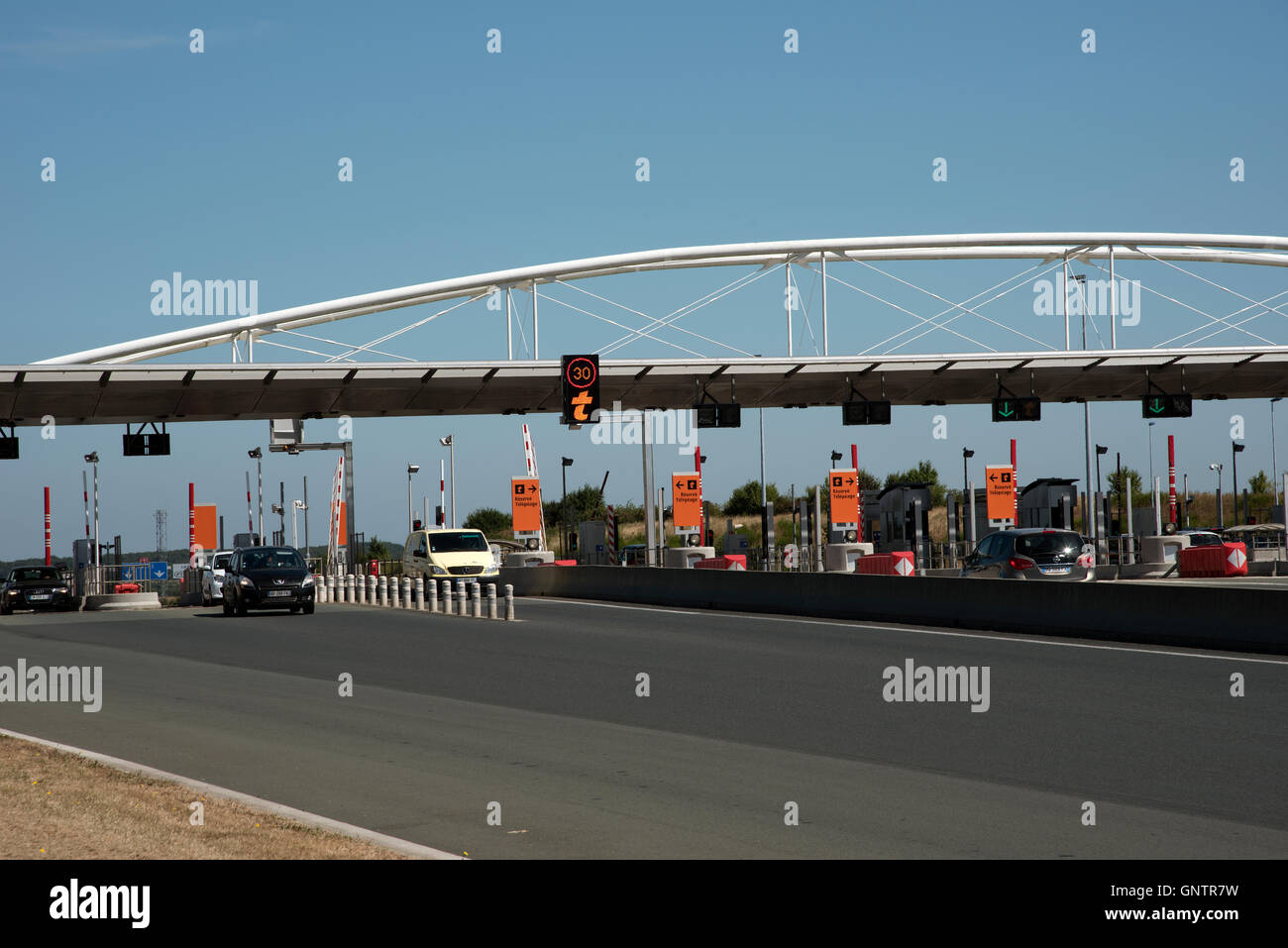 Pay station France A toll booth for vehicles on a French autoroute
