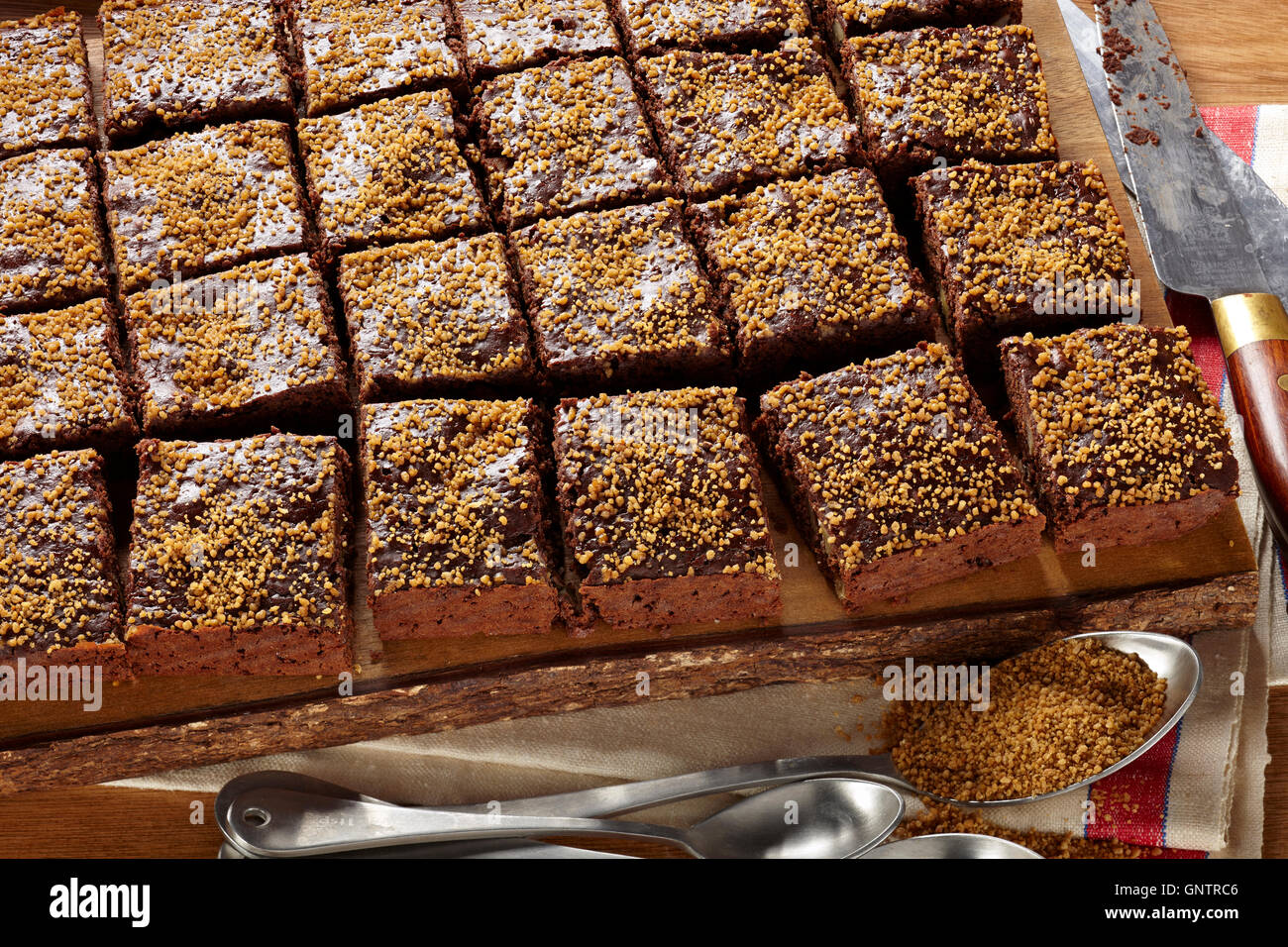 Dark chocolate sucanat brownies Stock Photo