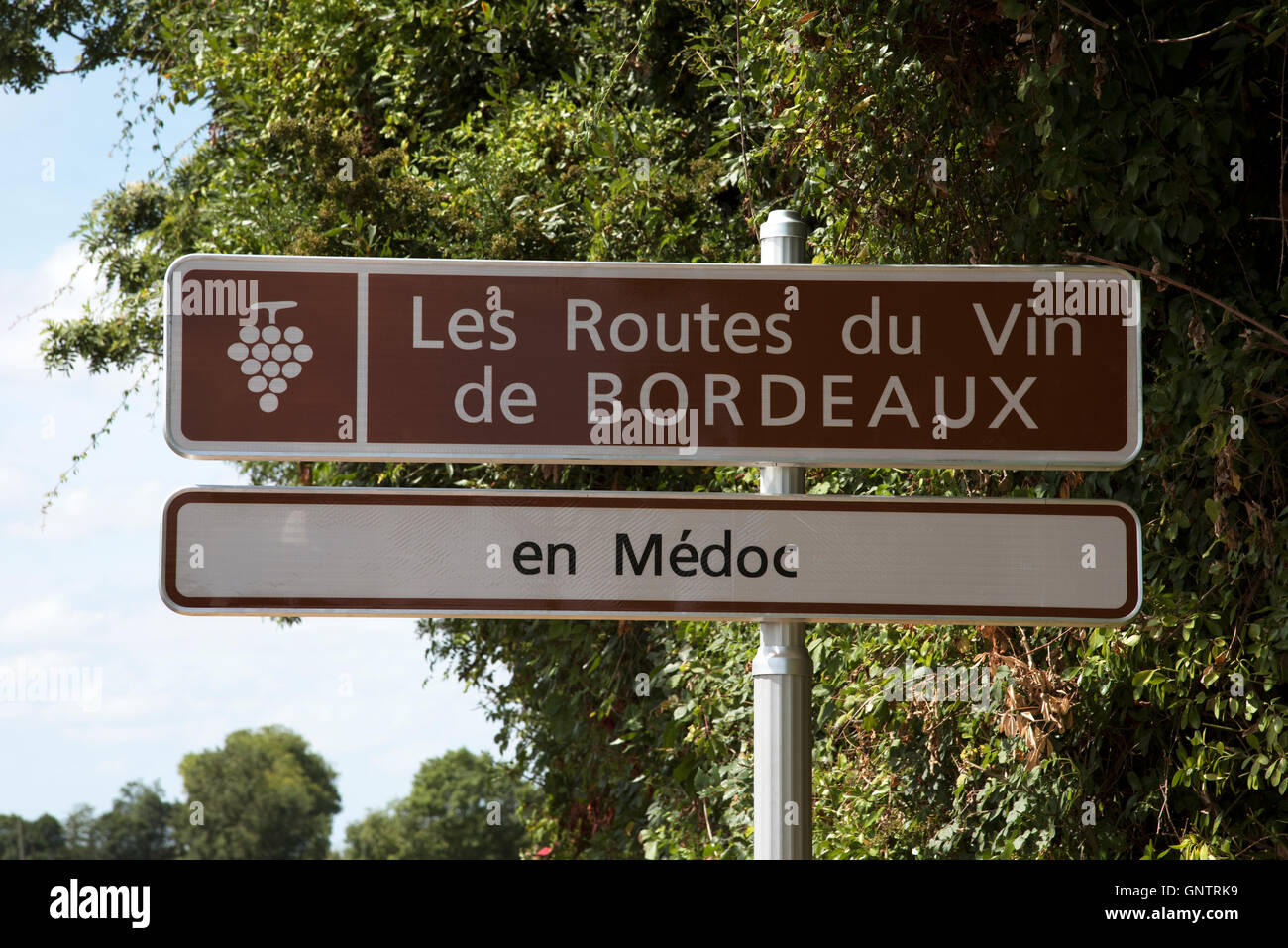 Medoc Bordeaux France - Wine route sign for motorists Stock Photo