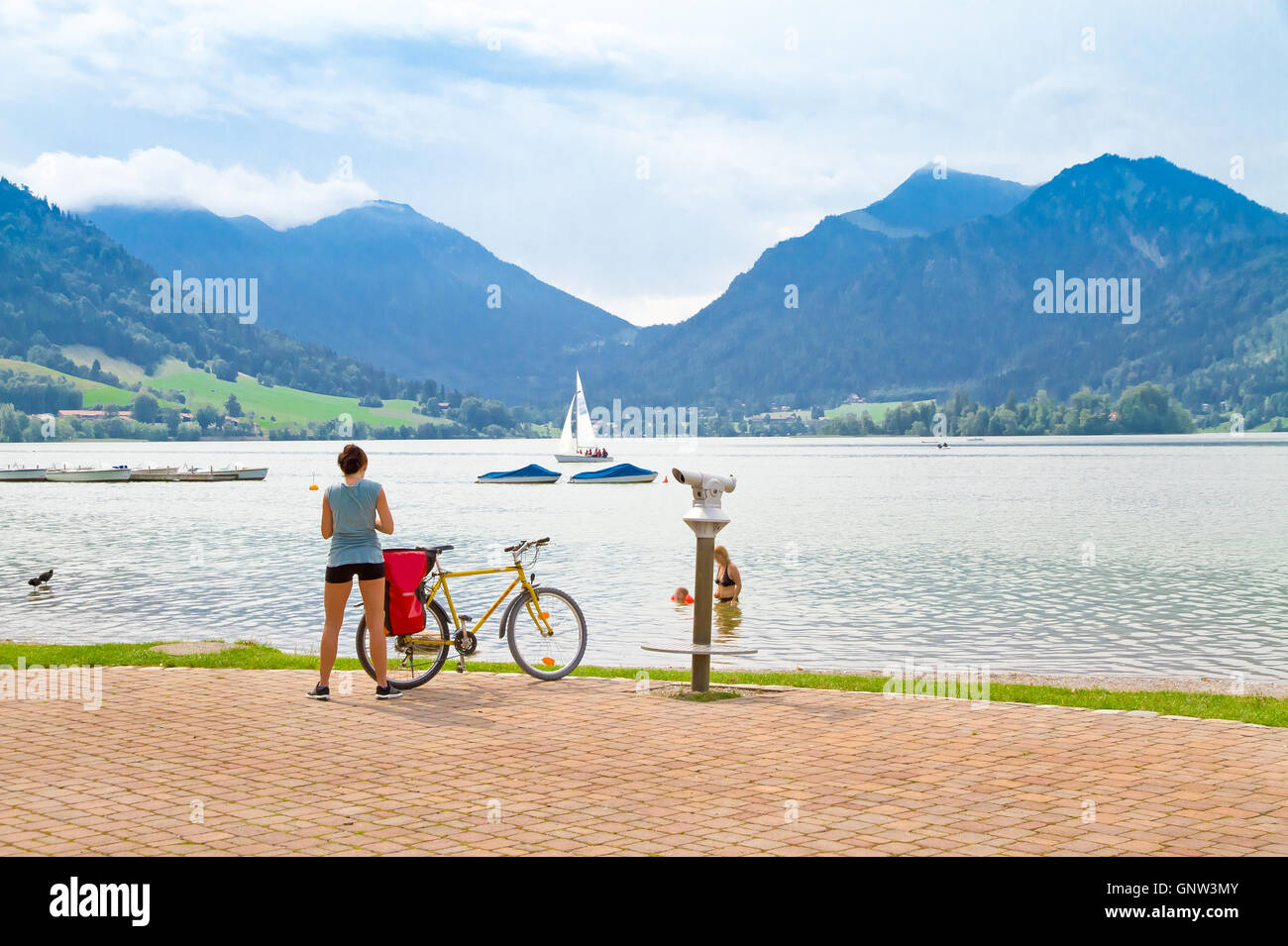 View on lake Schliersee, Bavaria Stock Photo