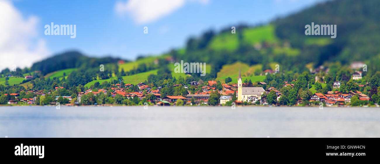 Lake Schliersee, Bavaria - Image with tilt shift effect Stock Photo