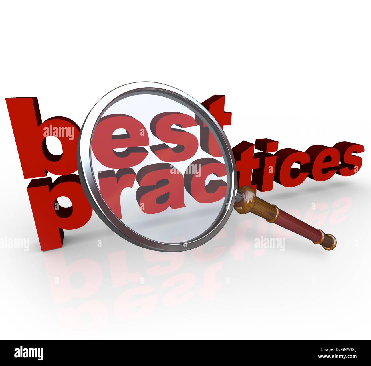 Best Practices Words Magnifying Glass Examples Management Stock Photo
