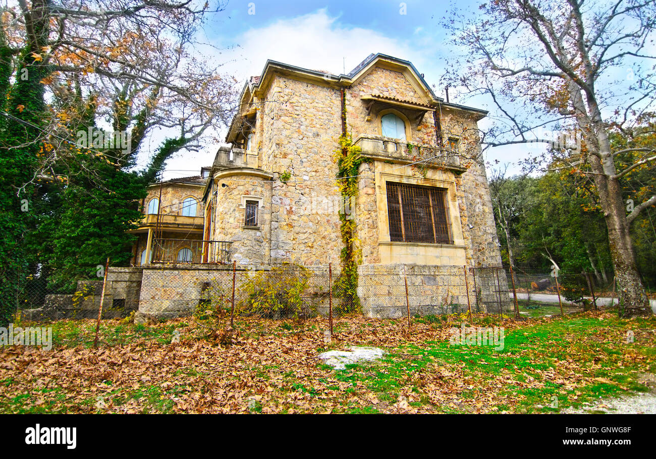 abandoned house of Tatoi Palace, the place where stayed the former greek Royal family Stock Photo