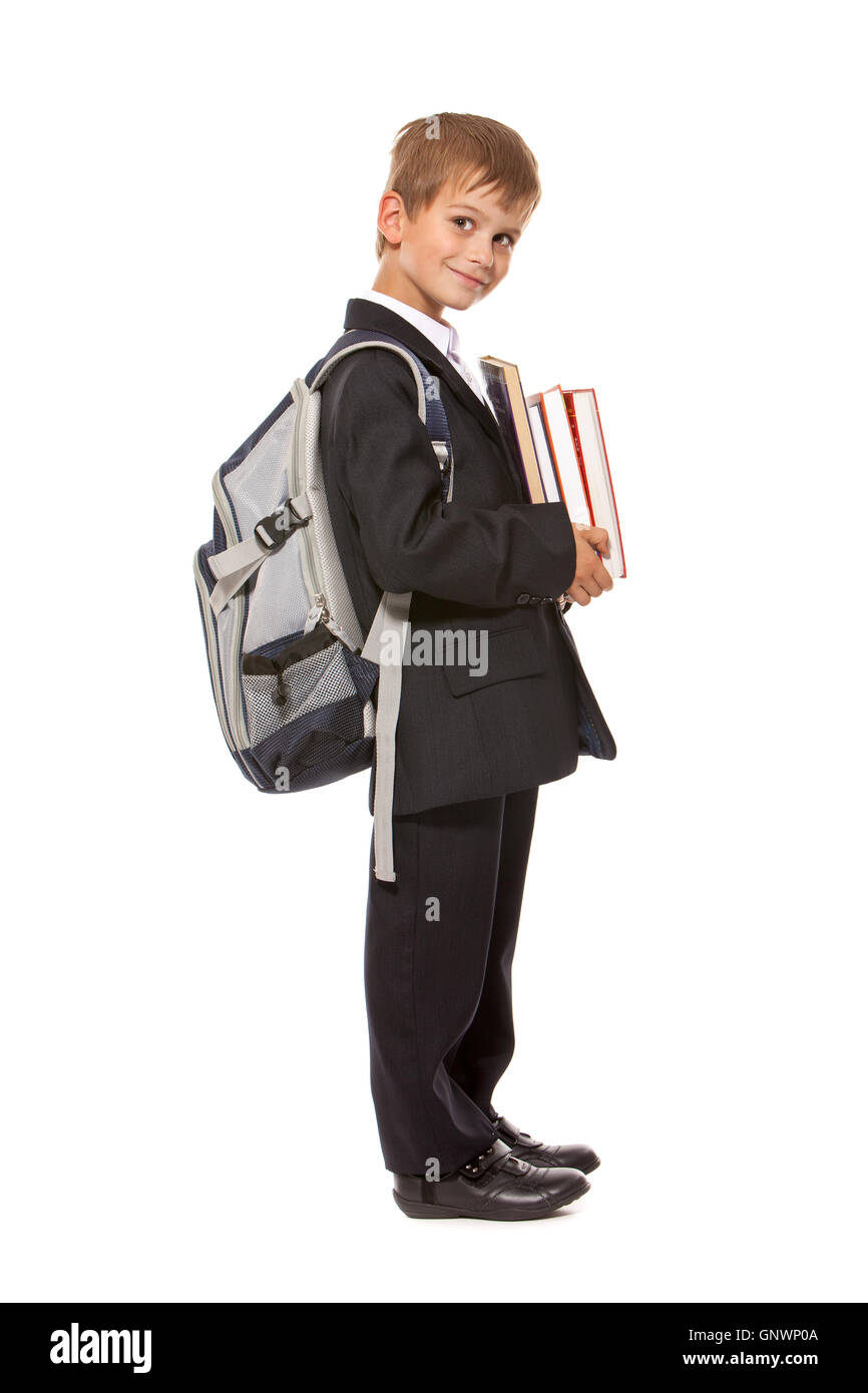 Boy holding books. Back to school Stock Photo - Alamy