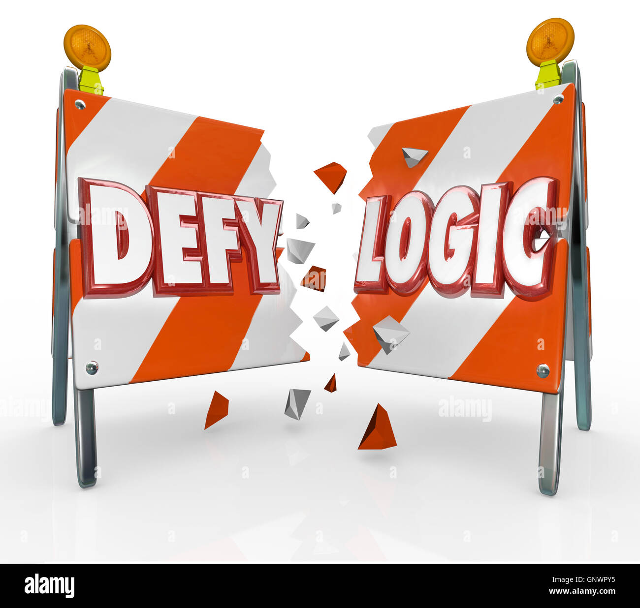 Defy Logic Roadblock Be Different Innovative New Ideas Stock Photo