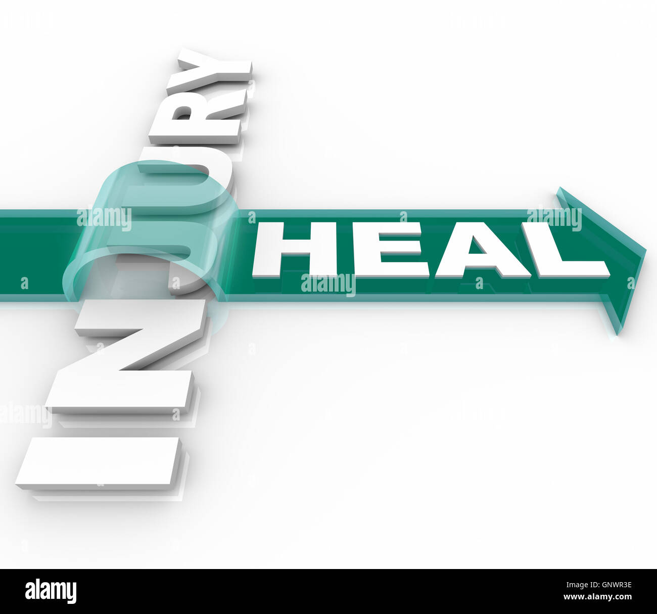 Heal After an Injury Arrow Over Word Recuperation Stock Photo
