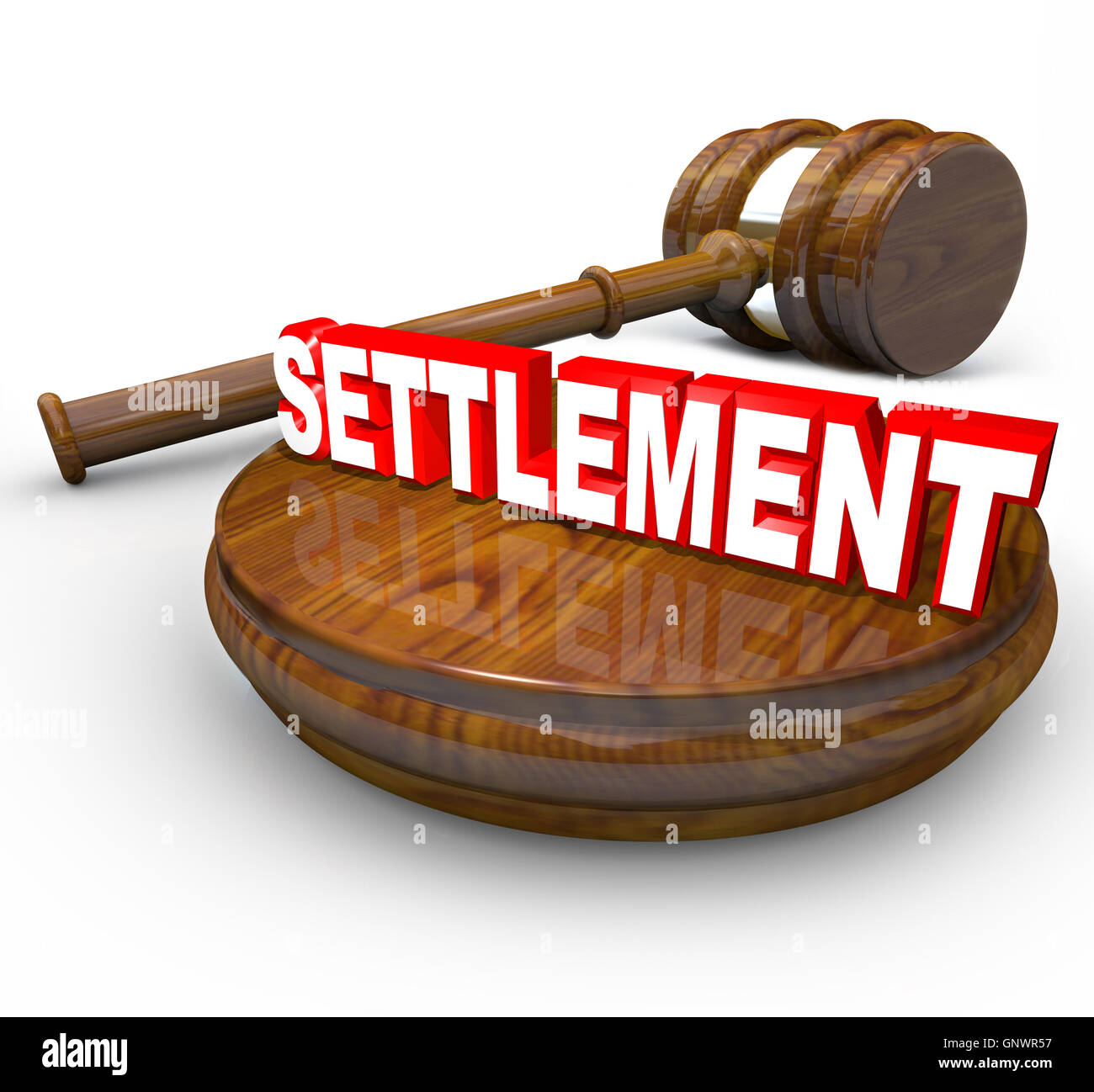 Settlement Word Gavel Lawsuit Decision Settled Stock Photo Alamy