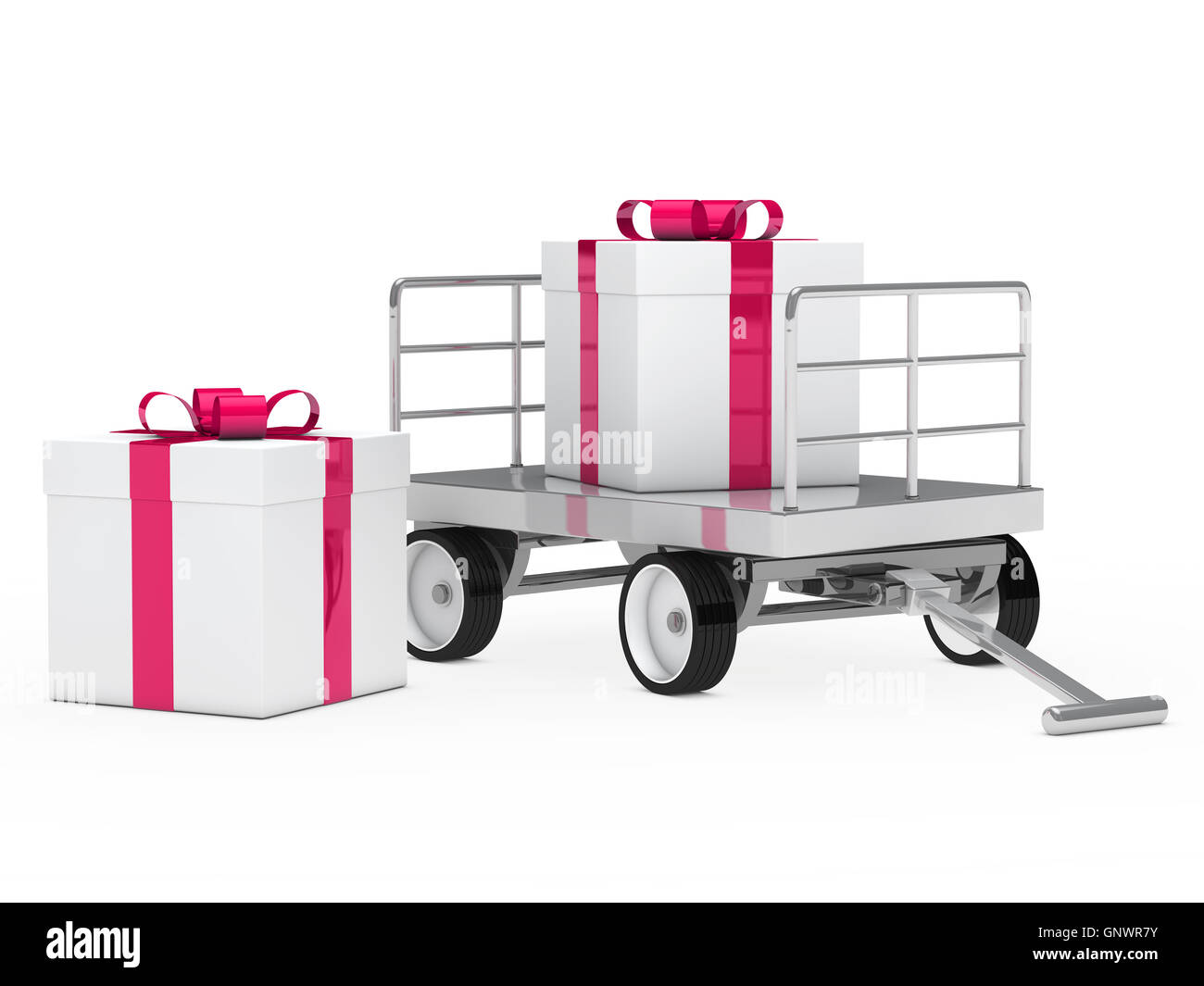 trolley with gift box Stock Photo Alamy