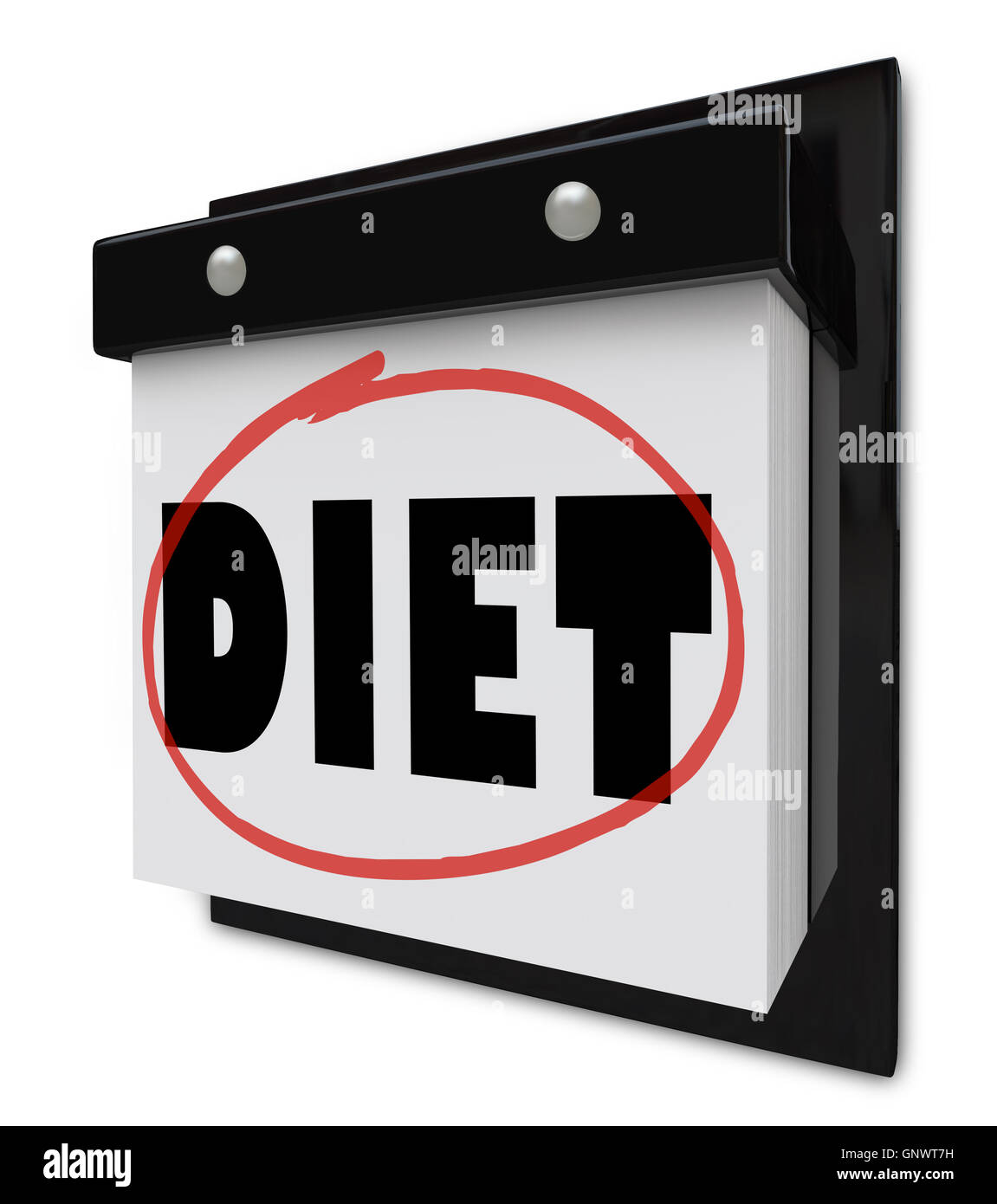 Diet Word on Wall Calendar Reminder to Lose Weight Stock Photo