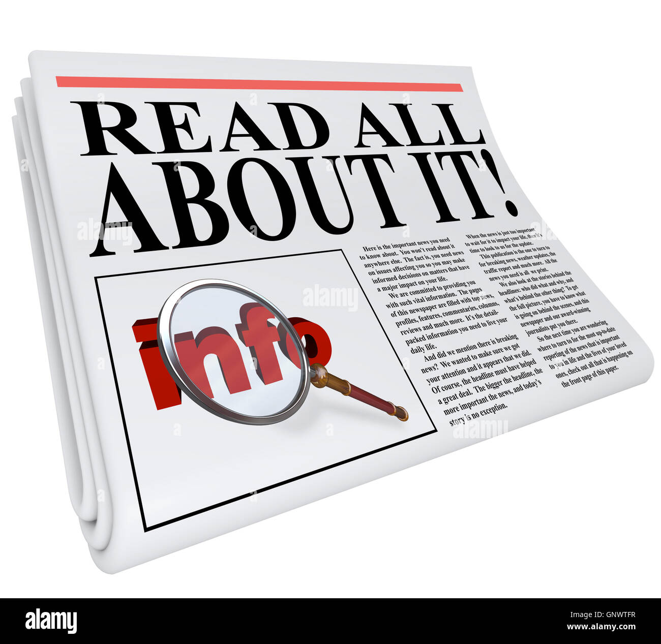 Read All About It Newspaper Headline Information Stock Photo - Alamy
