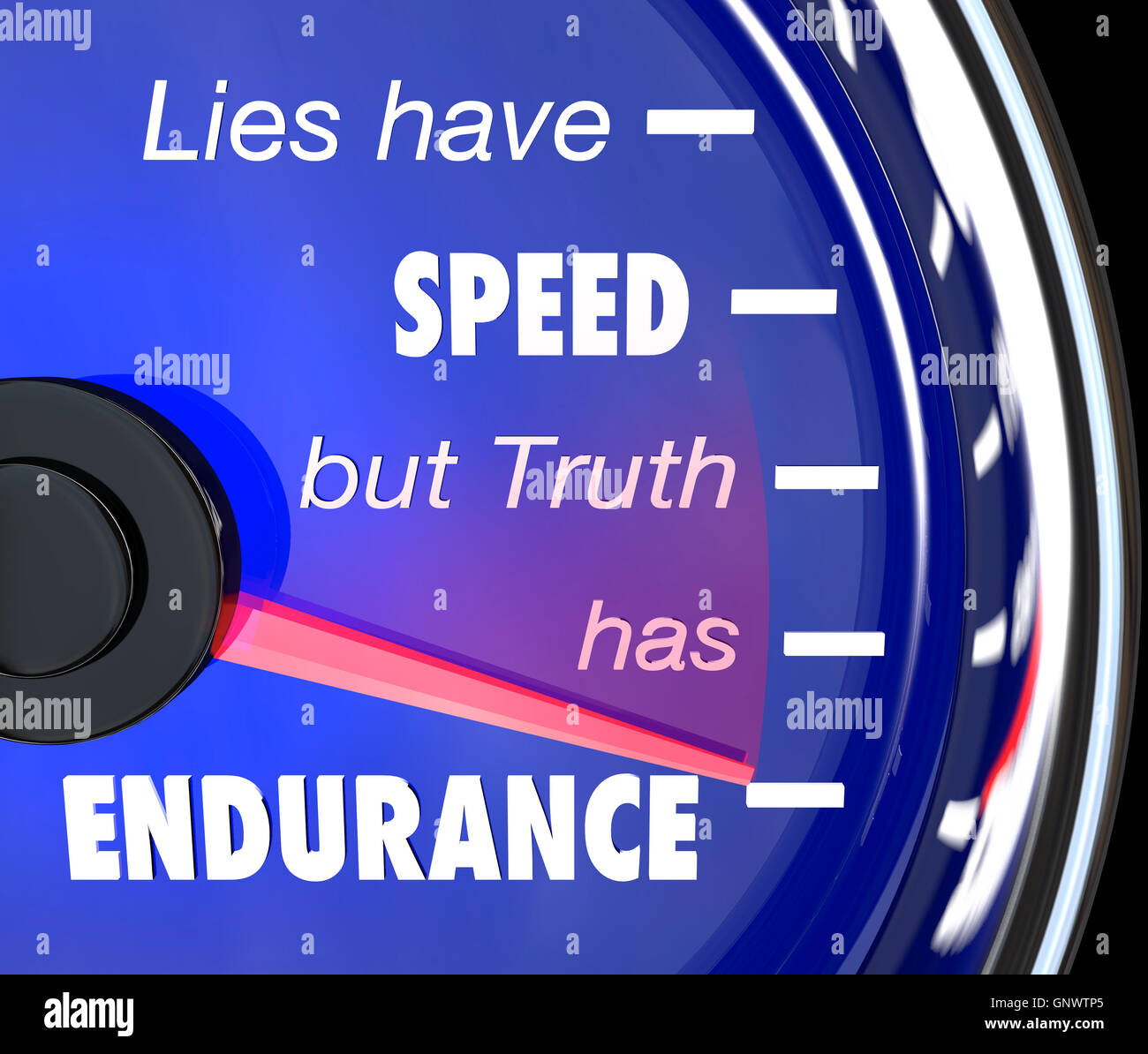 Lies Have Speed Truth Has Endurance Speedometer Stock Photo