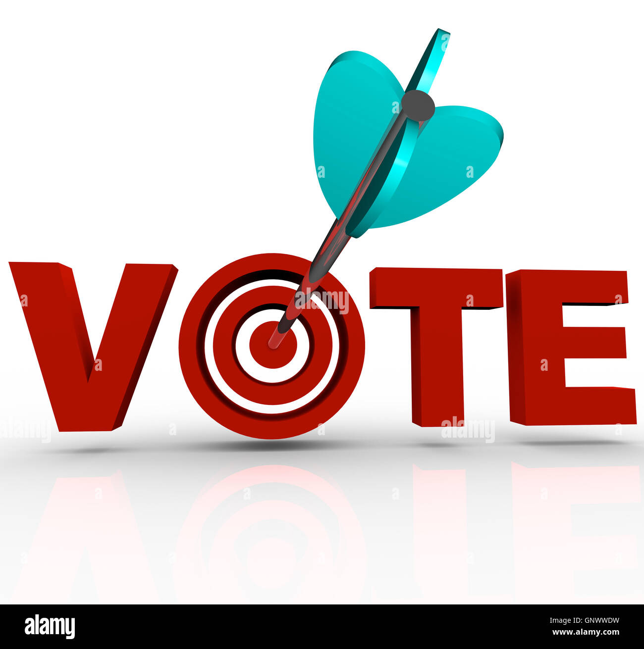 Vote Arrow in Word 3D Targeting Voters Election Stock Photo