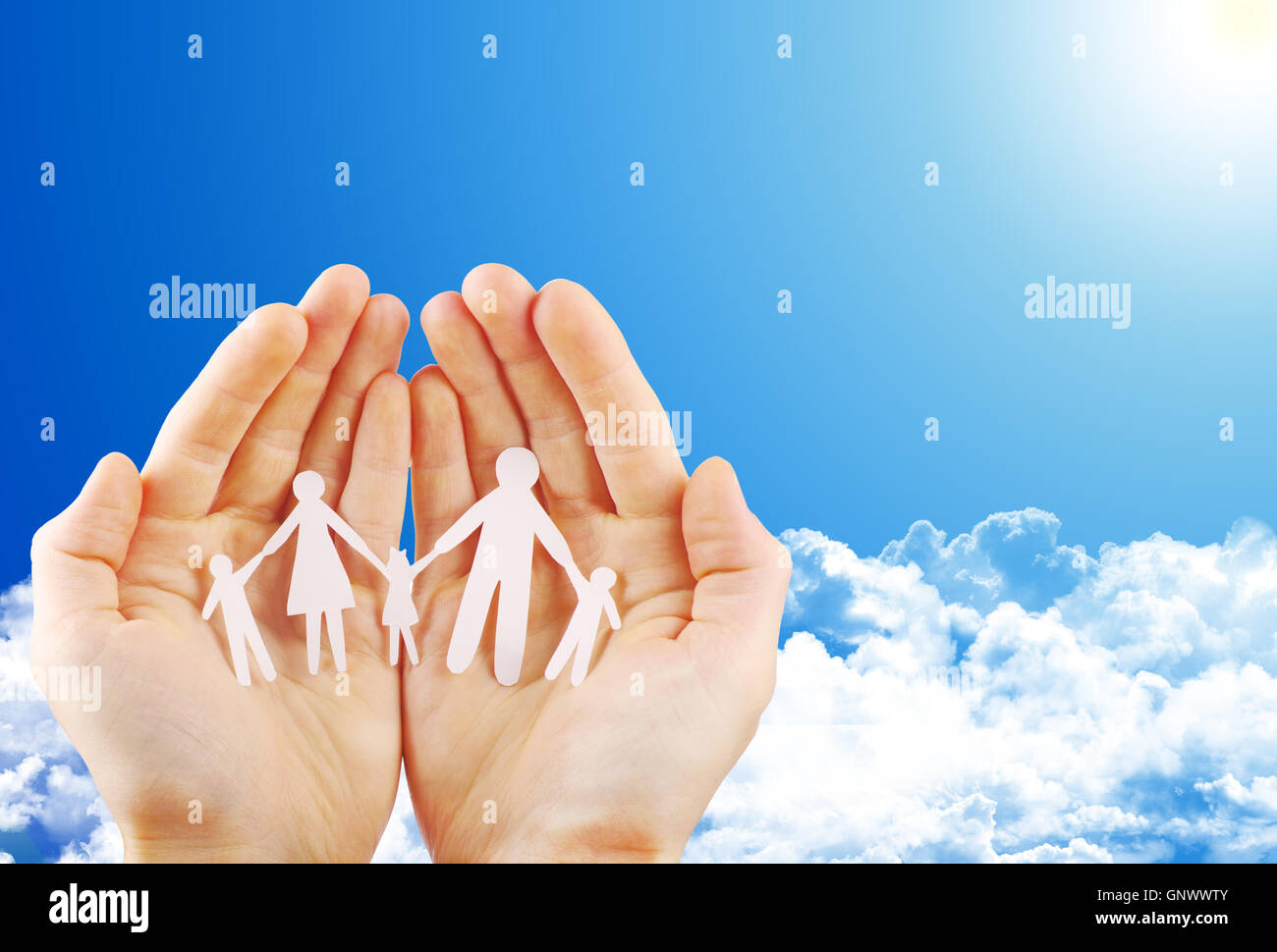 hands on blue sky Stock Photo - Alamy