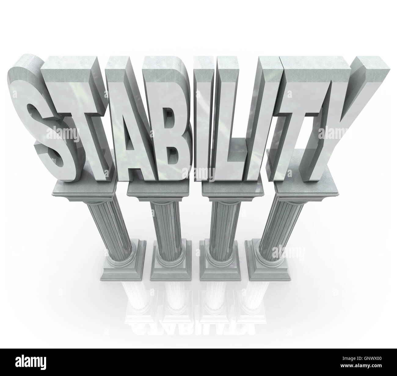 Stability Word on Columns Strong Dependable Support Stock Photo