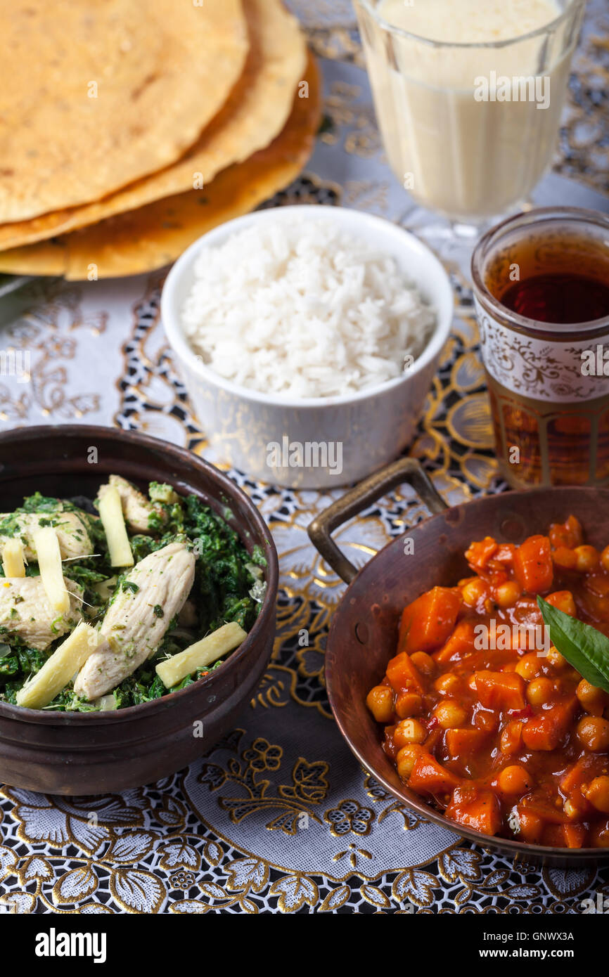 indian dishes with rice Stock Photo Alamy